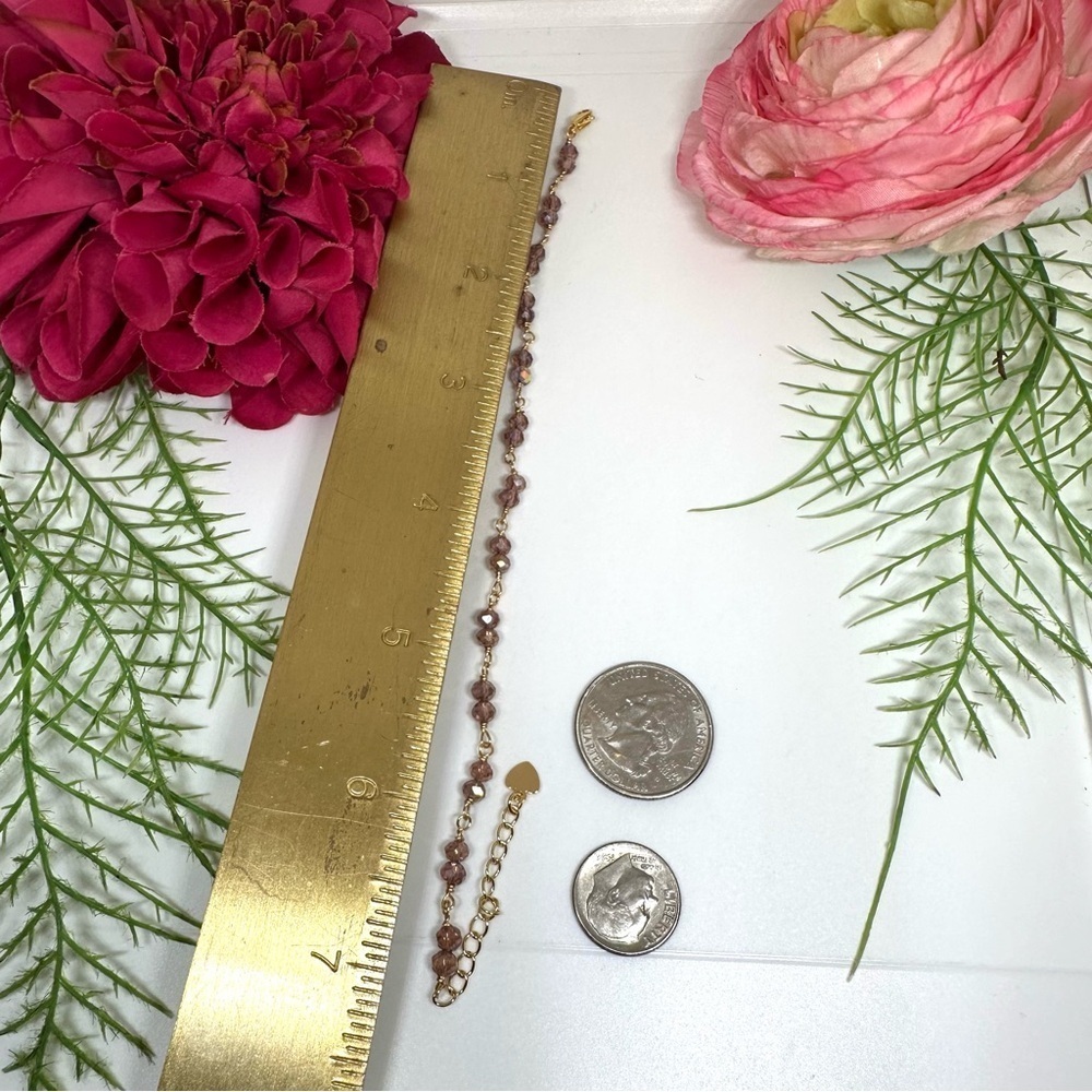 NEW⚜️Mauve Crystal Hand Wired Bracelet - Picture 5 of 6